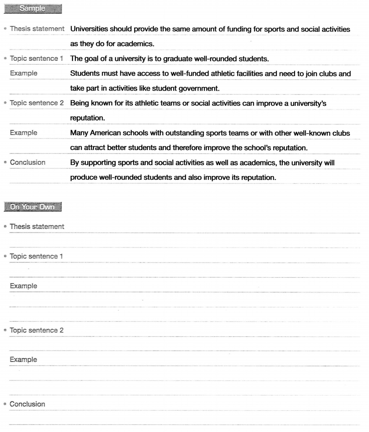 Outlining - Equal Support for Extracurriculars and Academics