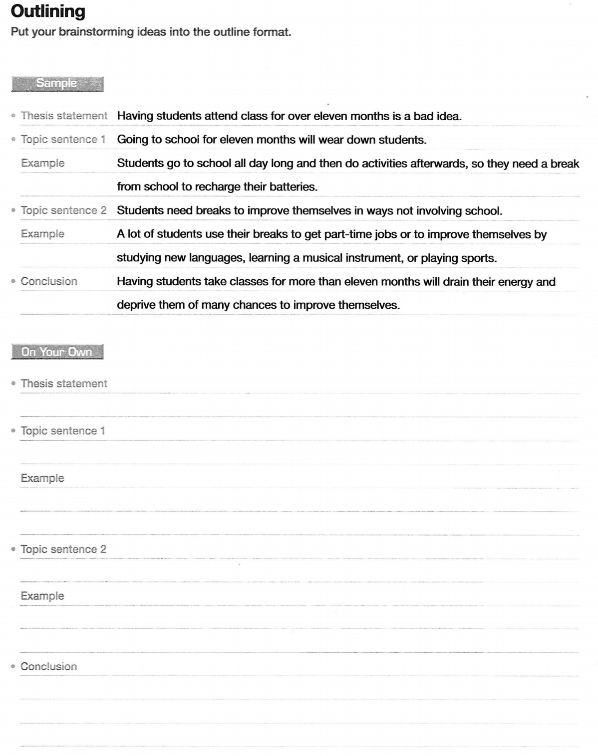 Outlining_Year-Round School or Vacations